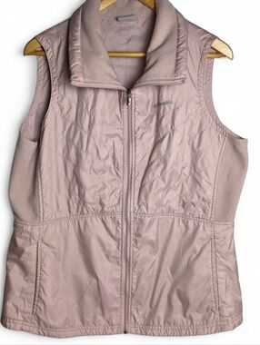 Columbia Women's XL Pink Quilted Puffer Vest Fleece Lined Full Zip Outdoor